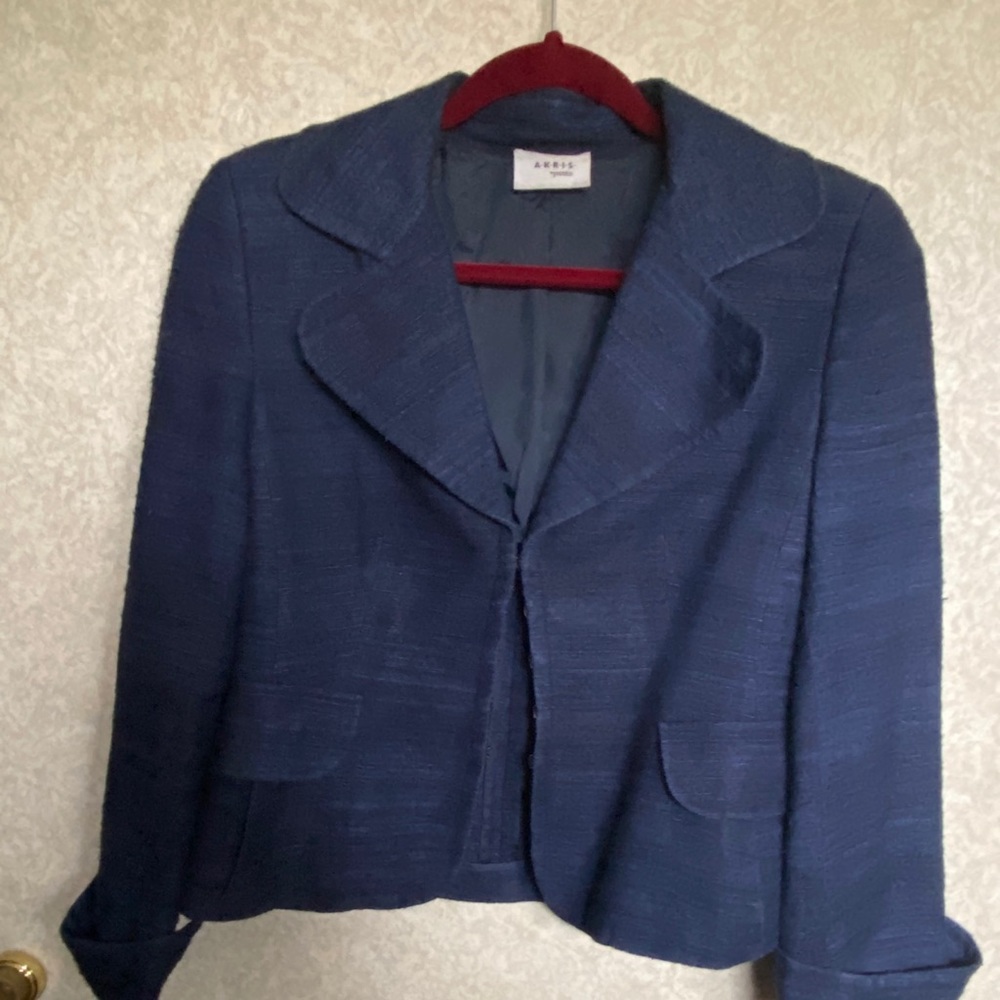 Akris Punto 100% silk jacket blazer 6 blue